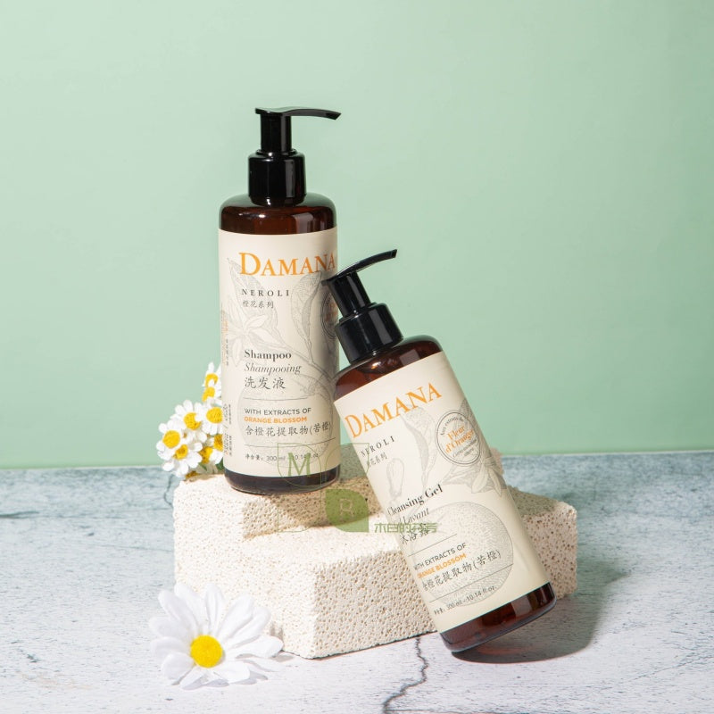 DAMANA body lotion, hotel-shampoo-conditioner