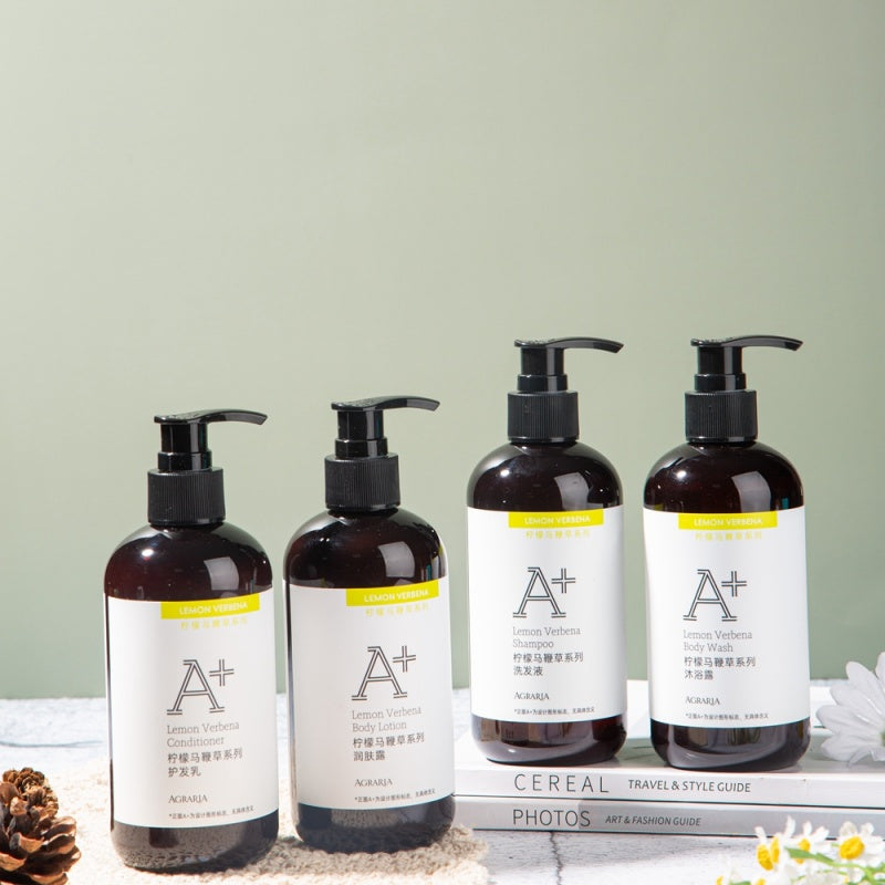 four bottles of AGRARIA hotel toiletries 320ml.
