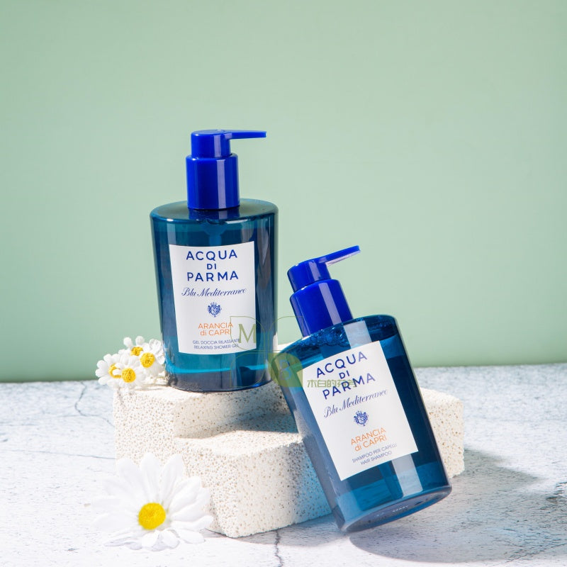 Acqua Di Parma body lotion, hotel-shampoo-conditioner