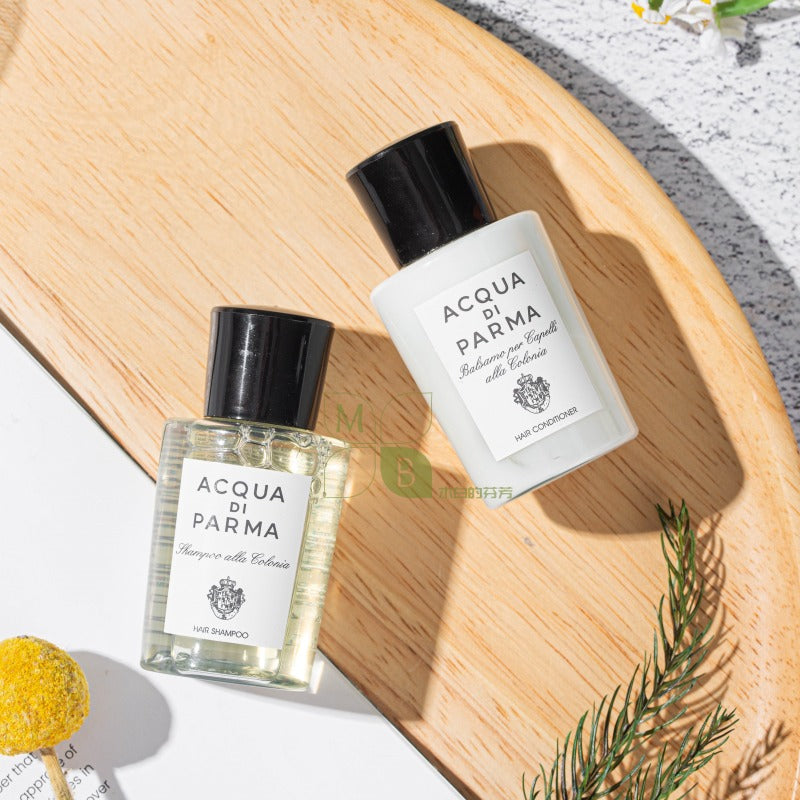 Acqua Di Parma body lotion, hotel-shampoo-conditioner