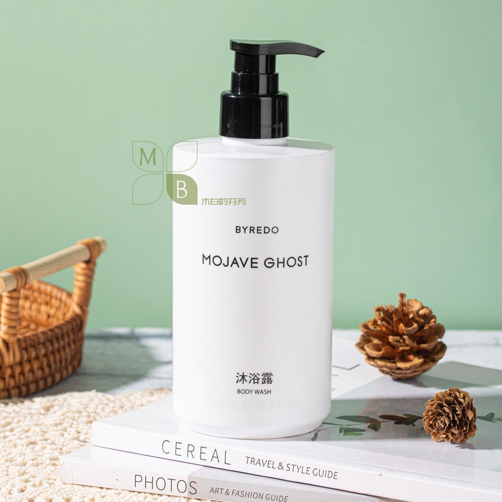 BYREDO body lotion, BYREDO MOJAVE GHOST, BYREDO Shampoo, hotel-shampoo-conditioner