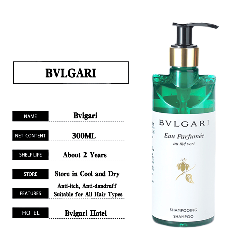 Bvlgari Hotel Shampoo and Shower Gel and Conditioner and Body Lotion and Hand Wash Green Tea Scents 10.1 oz