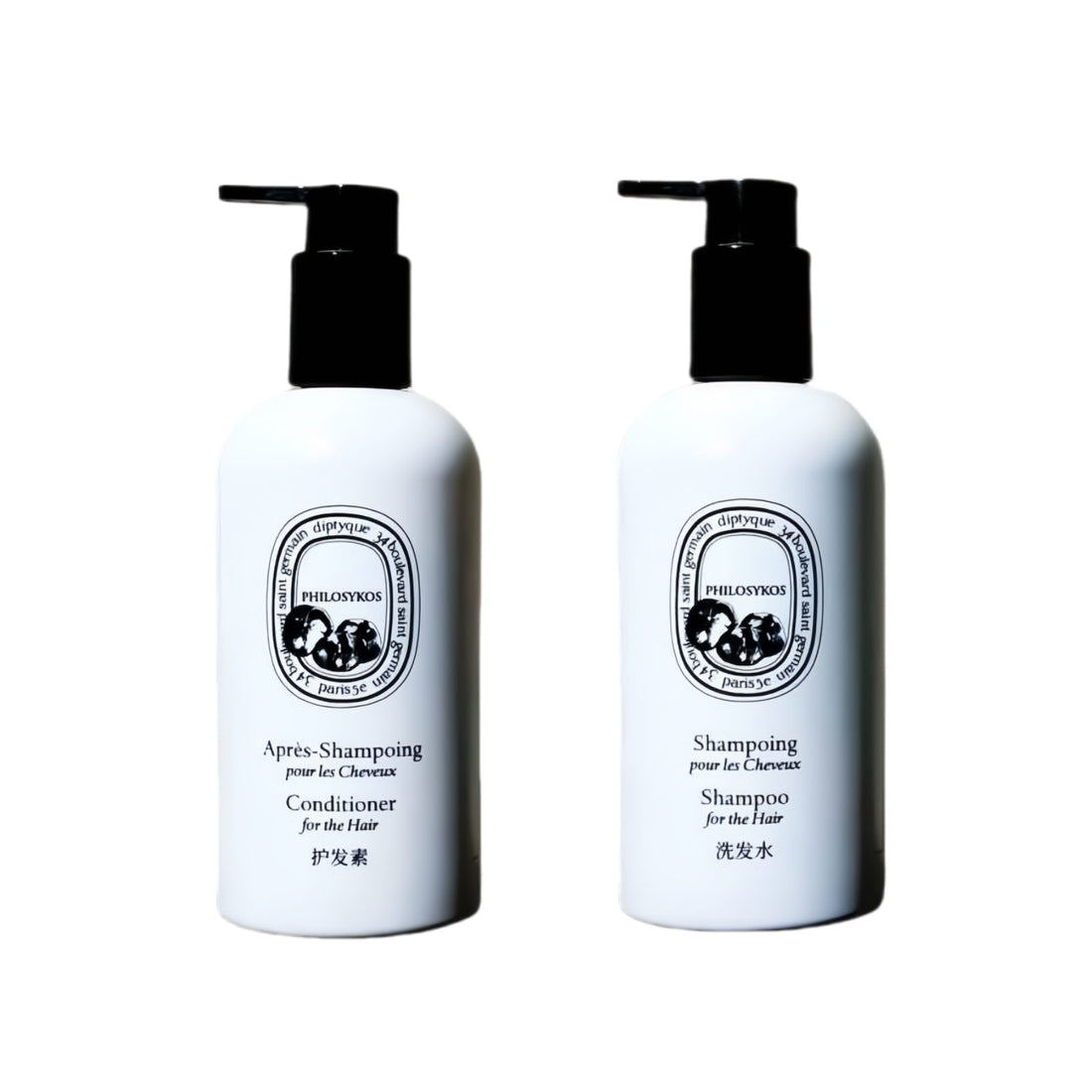 Diptyque body lotion, hotel-shampoo-conditioner, Philosykos