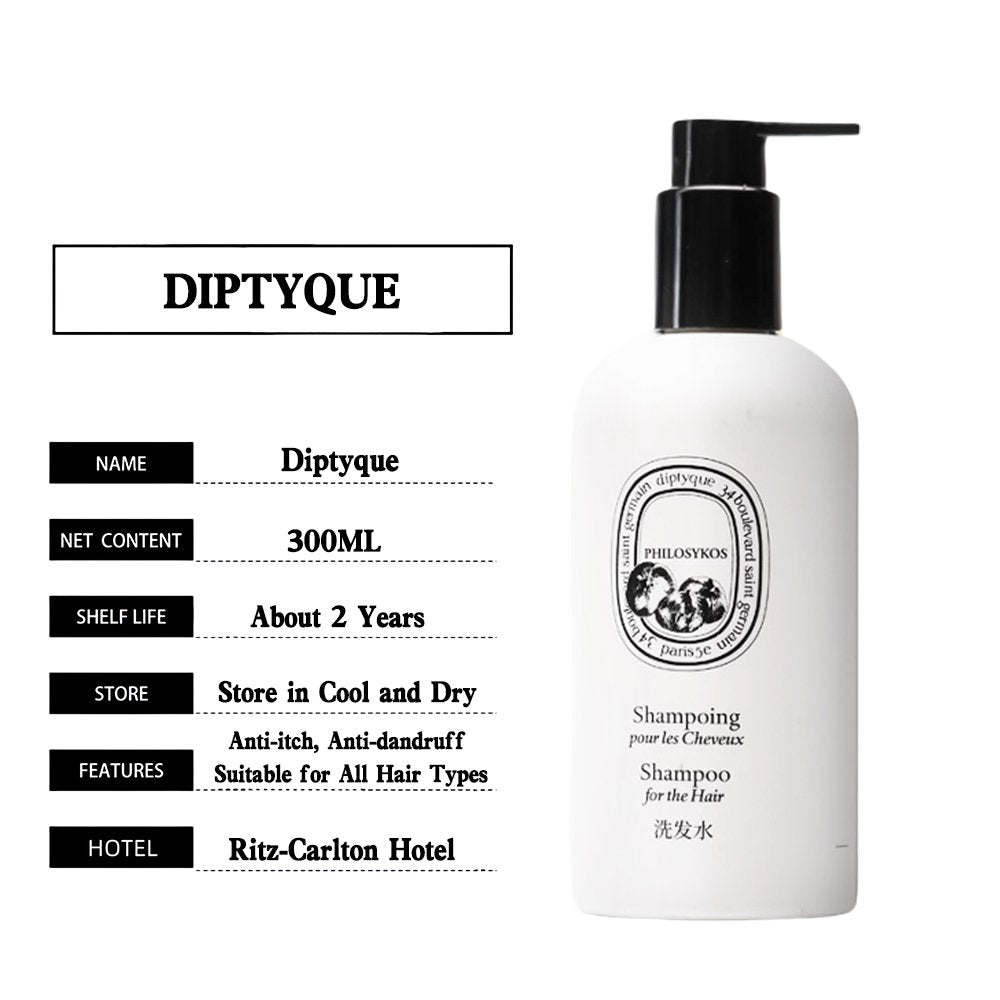 Diptyque body lotion, hotel-shampoo-conditioner, Philosykos