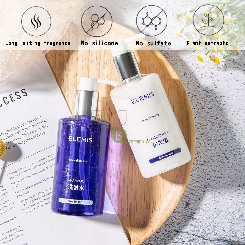 ELEMIS body lotion, hotel-shampoo-conditioner