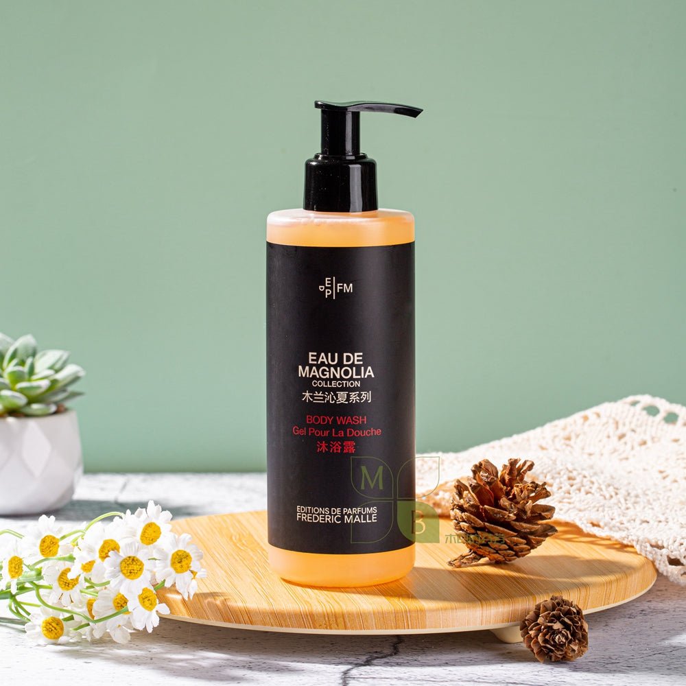 Frederic Malle body lotion, hotel-shampoo-conditioner