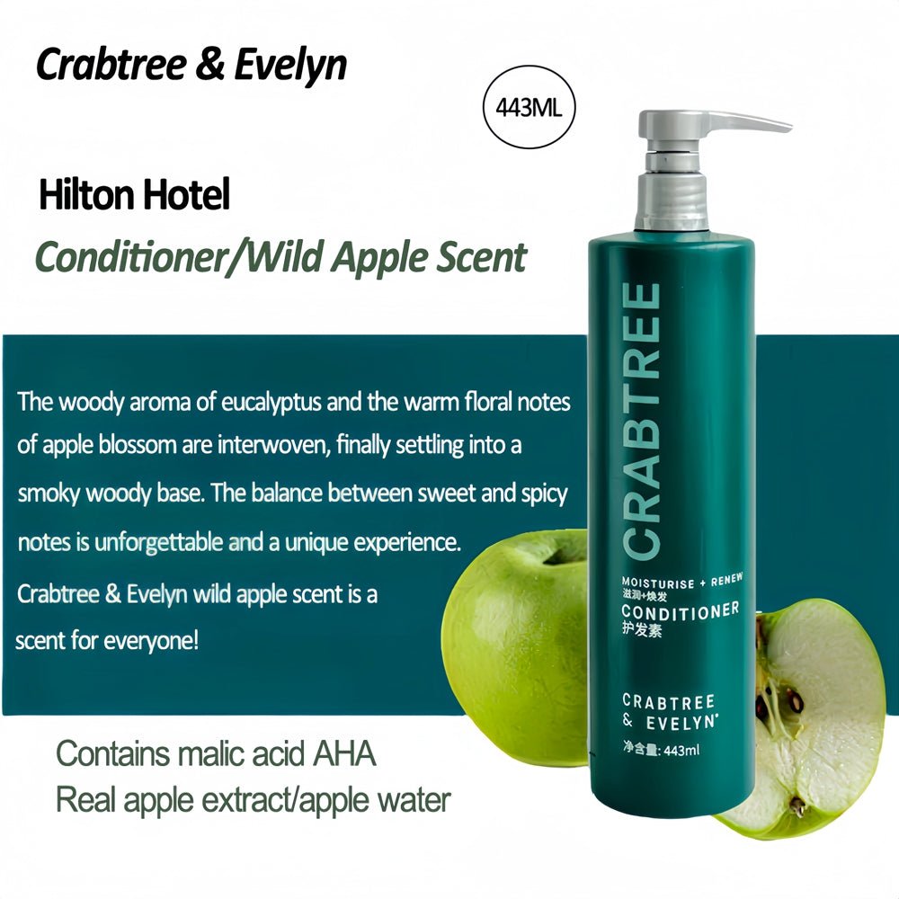 Crabtree and Evelyn body lotion, Hiltion, hotel-shampoo-conditioner