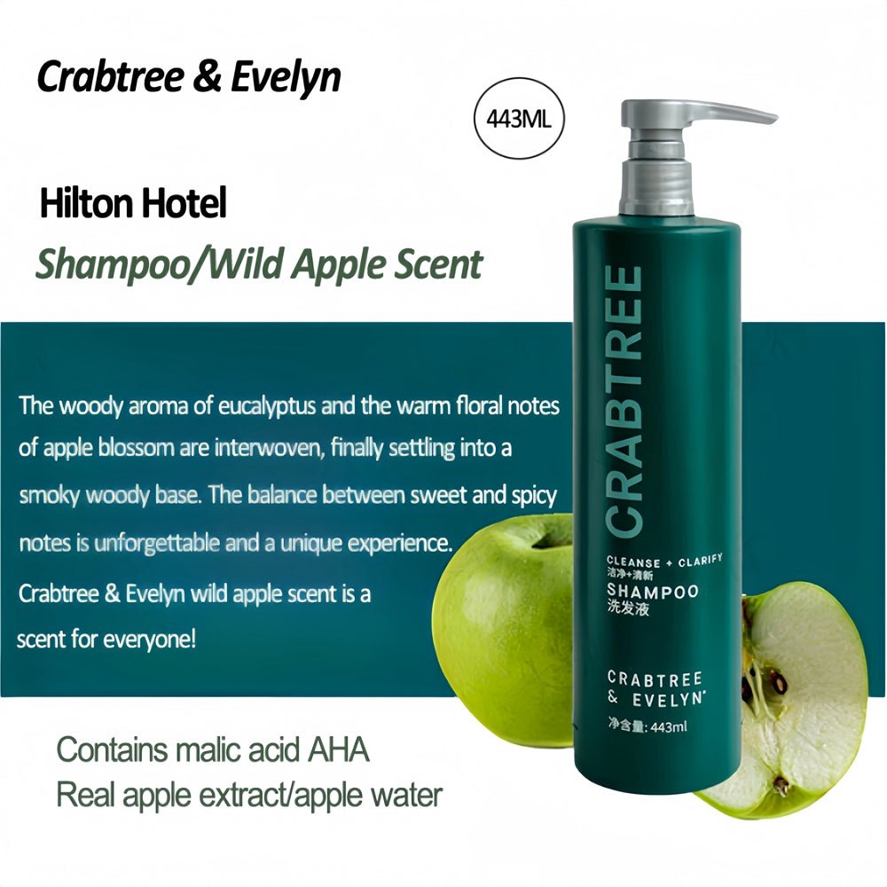 Crabtree and Evelyn body lotion, Hiltion, hotel-shampoo-conditioner