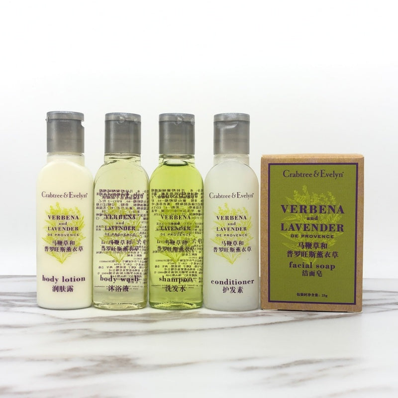 Crabtree and Evelyn body lotion, Hiltion, hotel-shampoo-conditioner