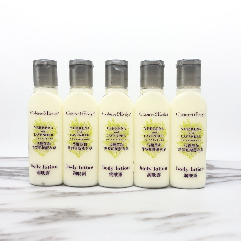 Crabtree and Evelyn body lotion, Hiltion, hotel-shampoo-conditioner
