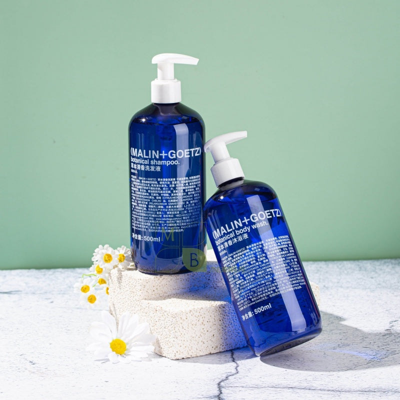 MALIN+GOETZ body lotion, hotel-shampoo-conditioner