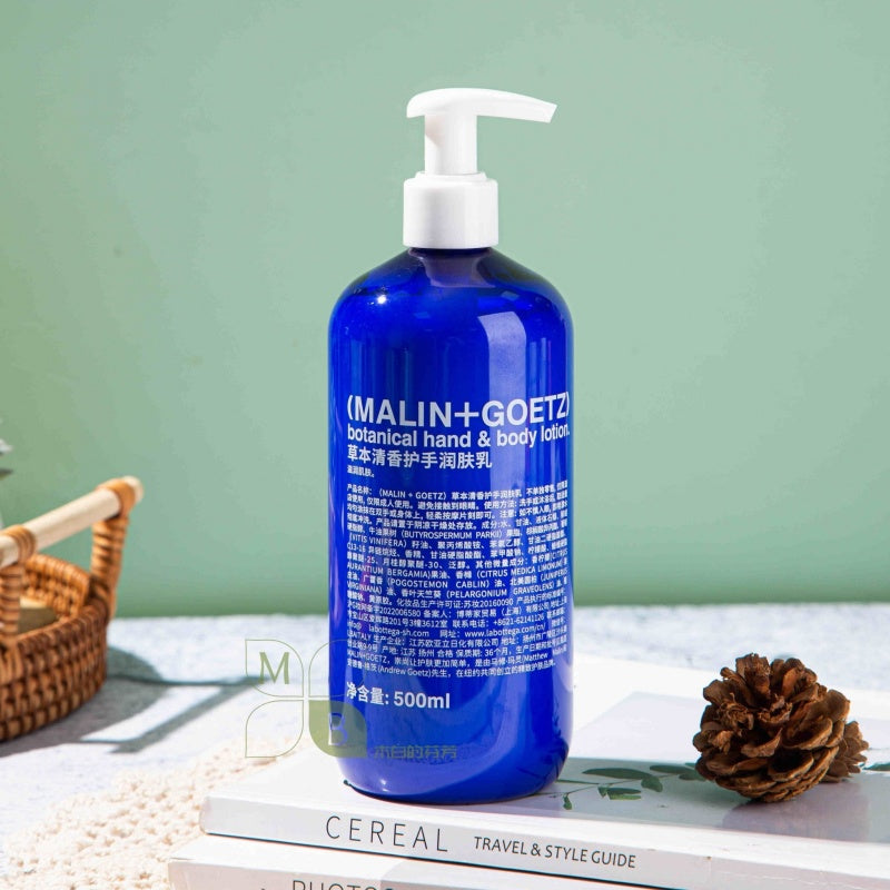 MALIN+GOETZ body lotion, hotel-shampoo-conditioner