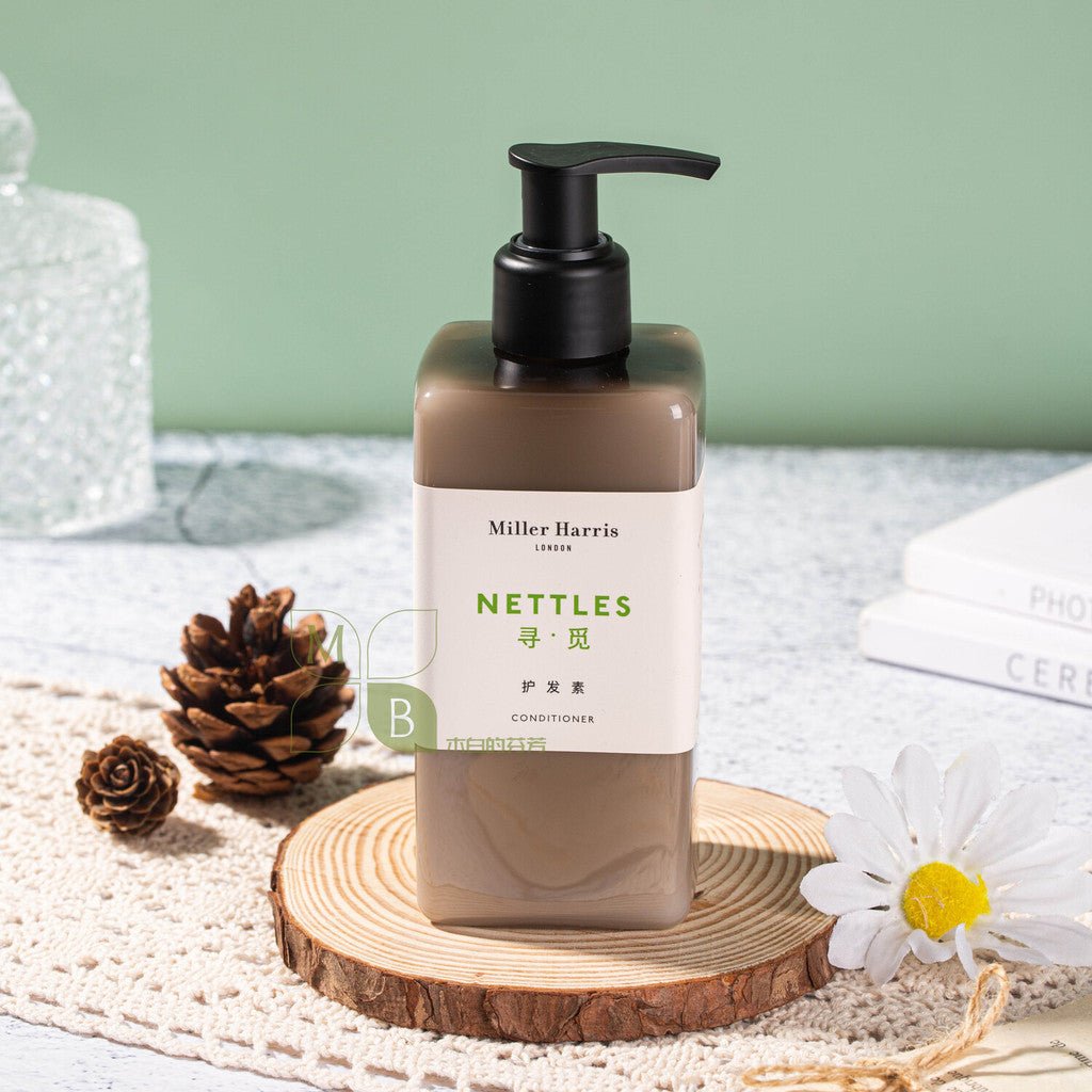 Miller Harris body lotion, hotel-shampoo-conditioner