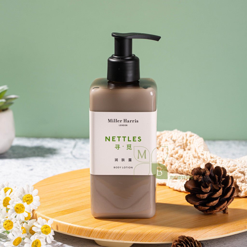 Miller Harris body lotion, hotel-shampoo-conditioner