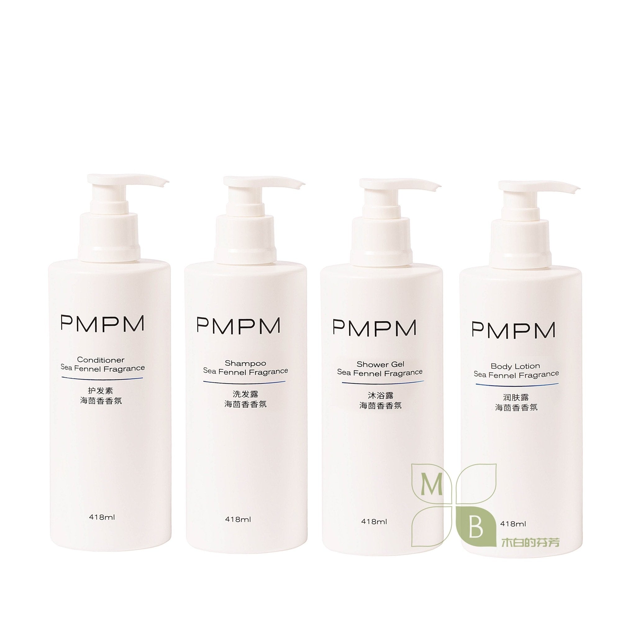 PMPM body lotion, hotel-shampoo-conditioner