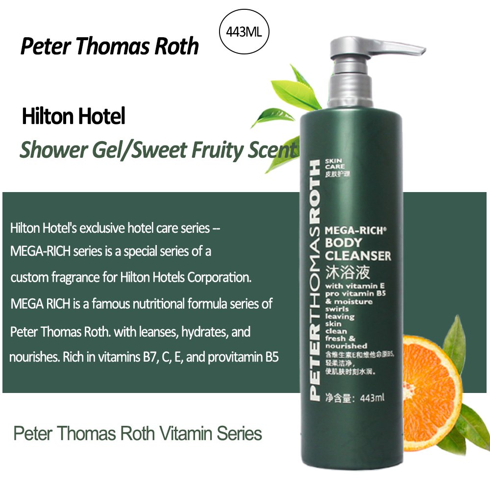 Peter Thomas Roth body lotion, hotel-shampoo-conditioner