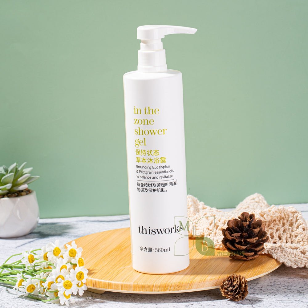 Thisworks body lotion, hotel-shampoo-conditioner