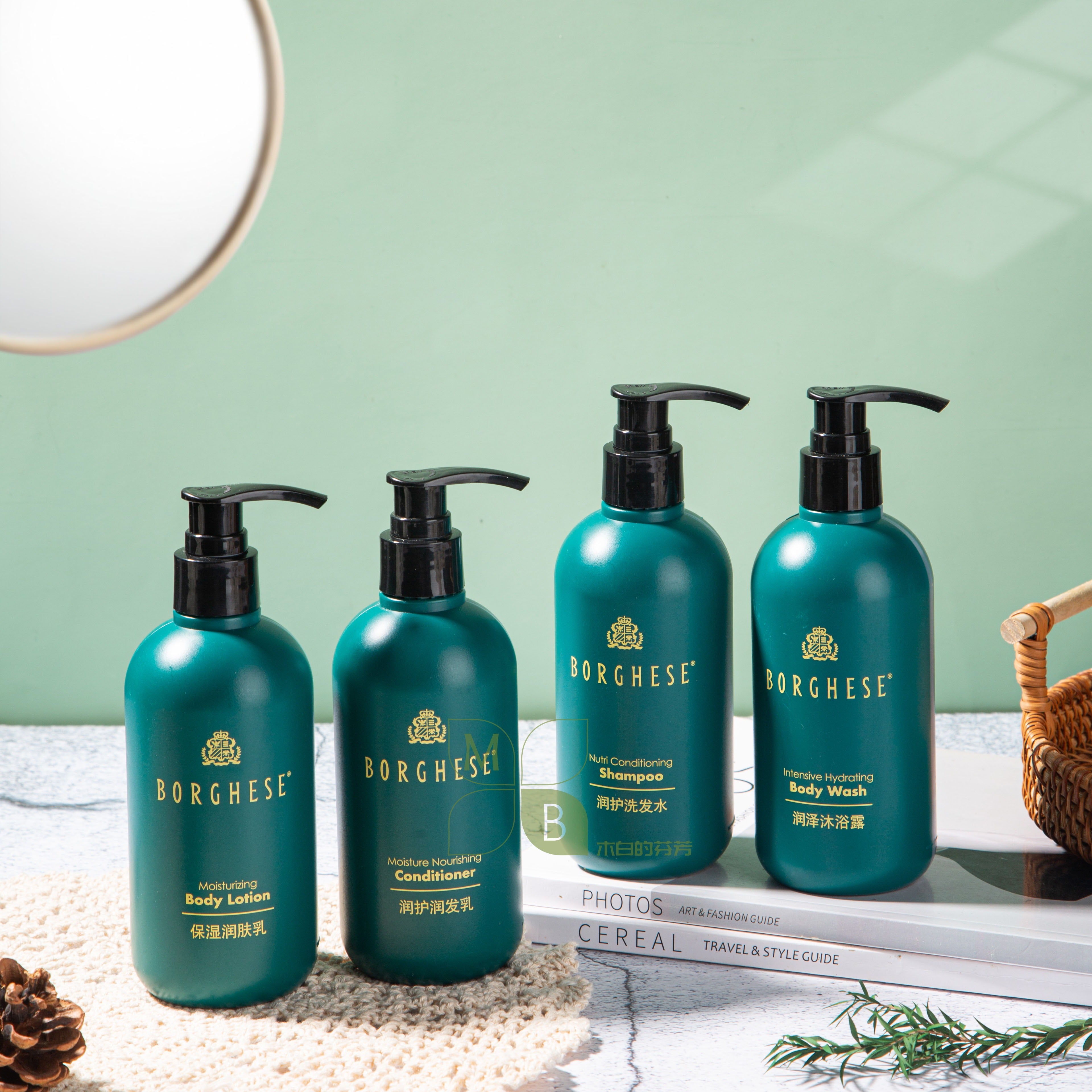 Crowne Plaza Hotel Shampoo &amp; Gel de Banho &amp; Condicionador &amp; oção Corporal 300ML BORGHESE 