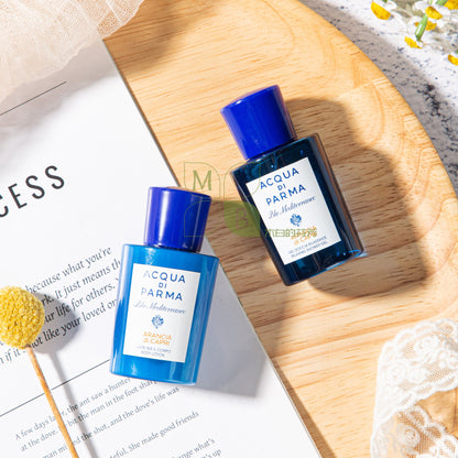 Acqua Di Parma body lotion, hotel-shampoo-conditioner