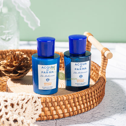Acqua Di Parma body lotion, hotel-shampoo-conditioner