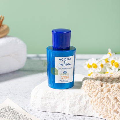 Acqua Di Parma body lotion, hotel-shampoo-conditioner