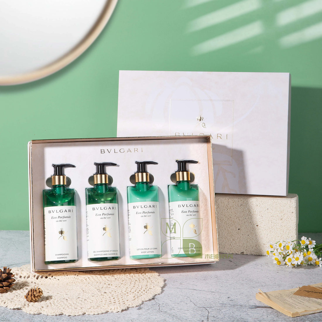 BVLGARI Hair &amp; Body Set Green Tea (300ML Each)