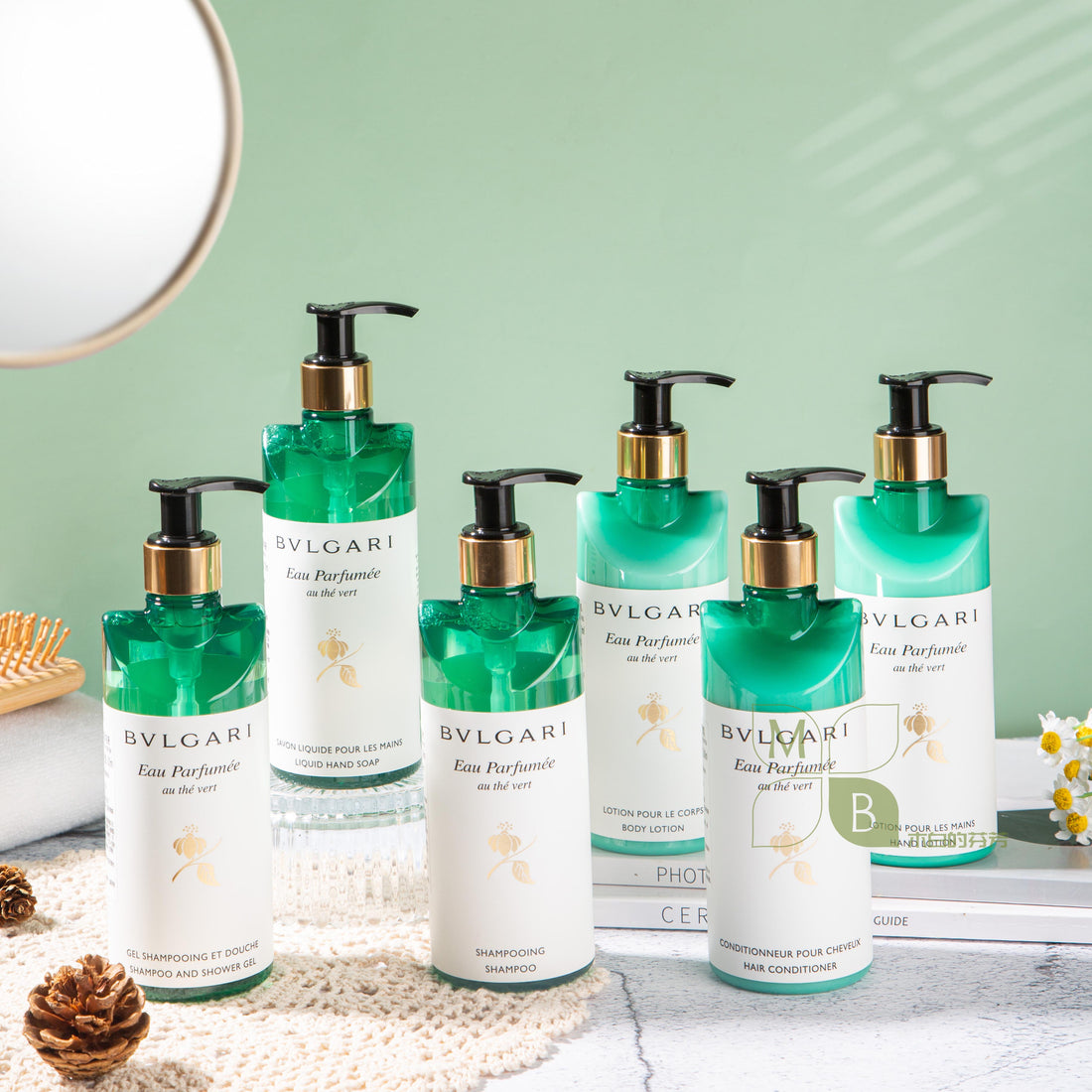 BVLGARI Shampoo &amp; Conditioner &amp; Body Lotion &amp; Shower Gel &amp; Hand Wash &amp; Hand Lotion Green Tea 300ML