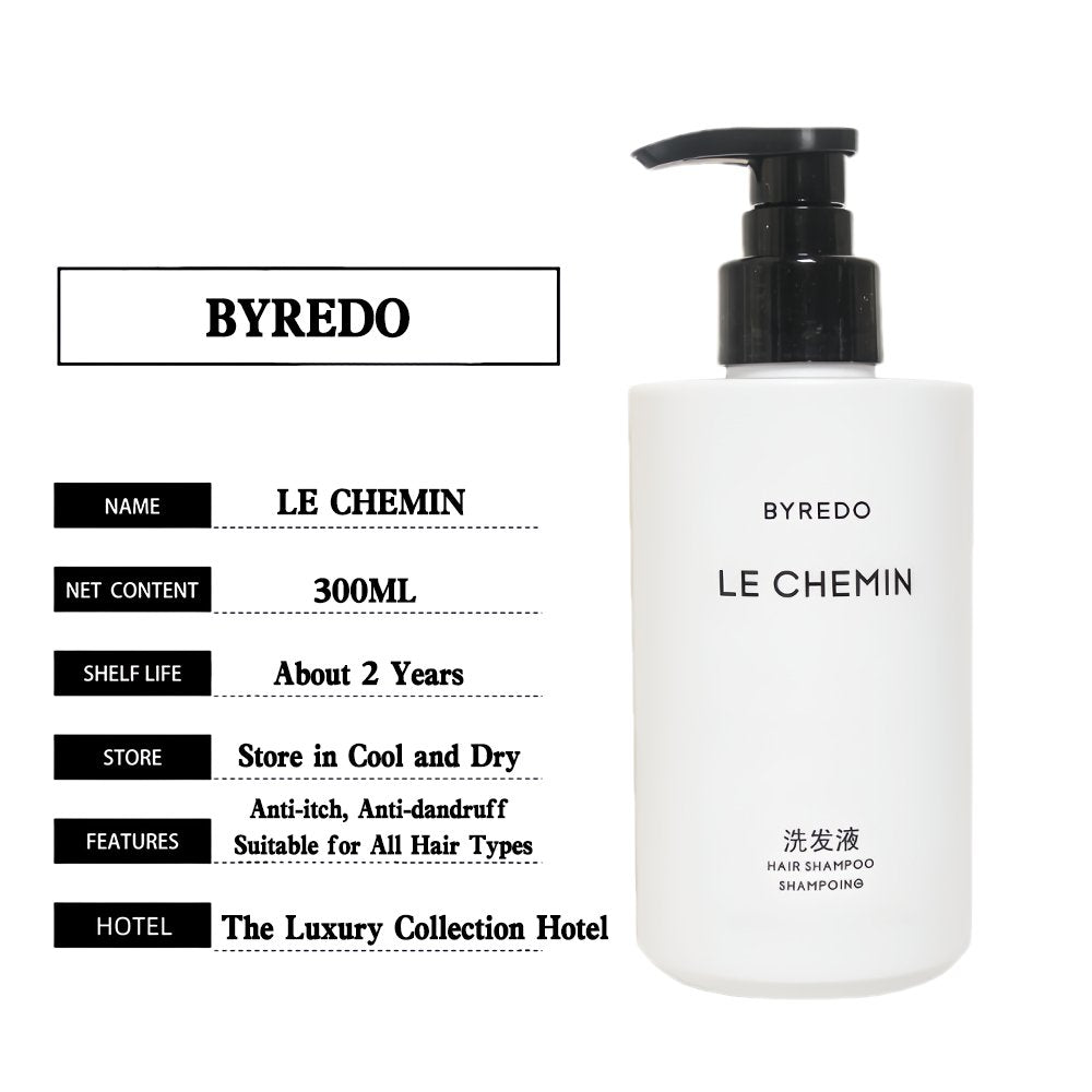 BYREDO body lotion, hotel-shampoo-conditioner, LE CHEMIN