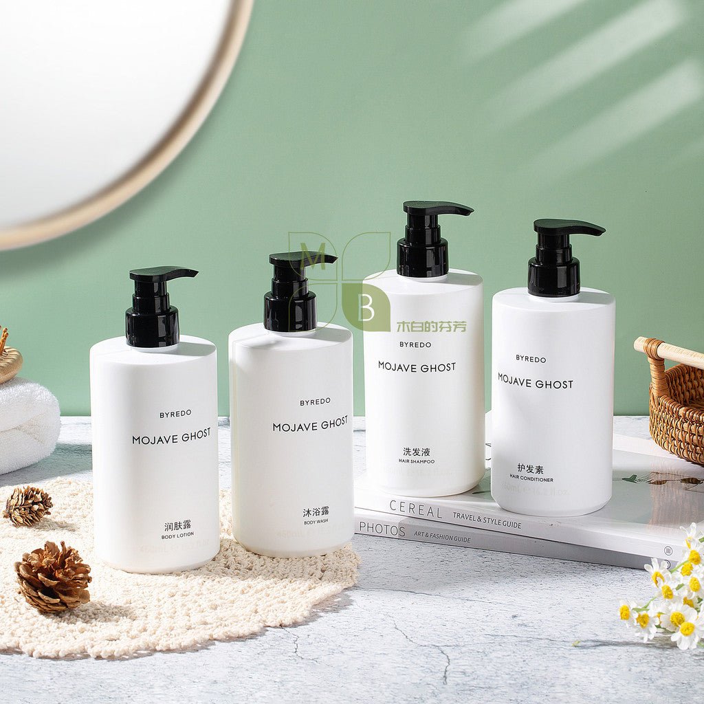 BYREDO body lotion, BYREDO MOJAVE GHOST, BYREDO Shampoo, hotel-shampoo-conditioner