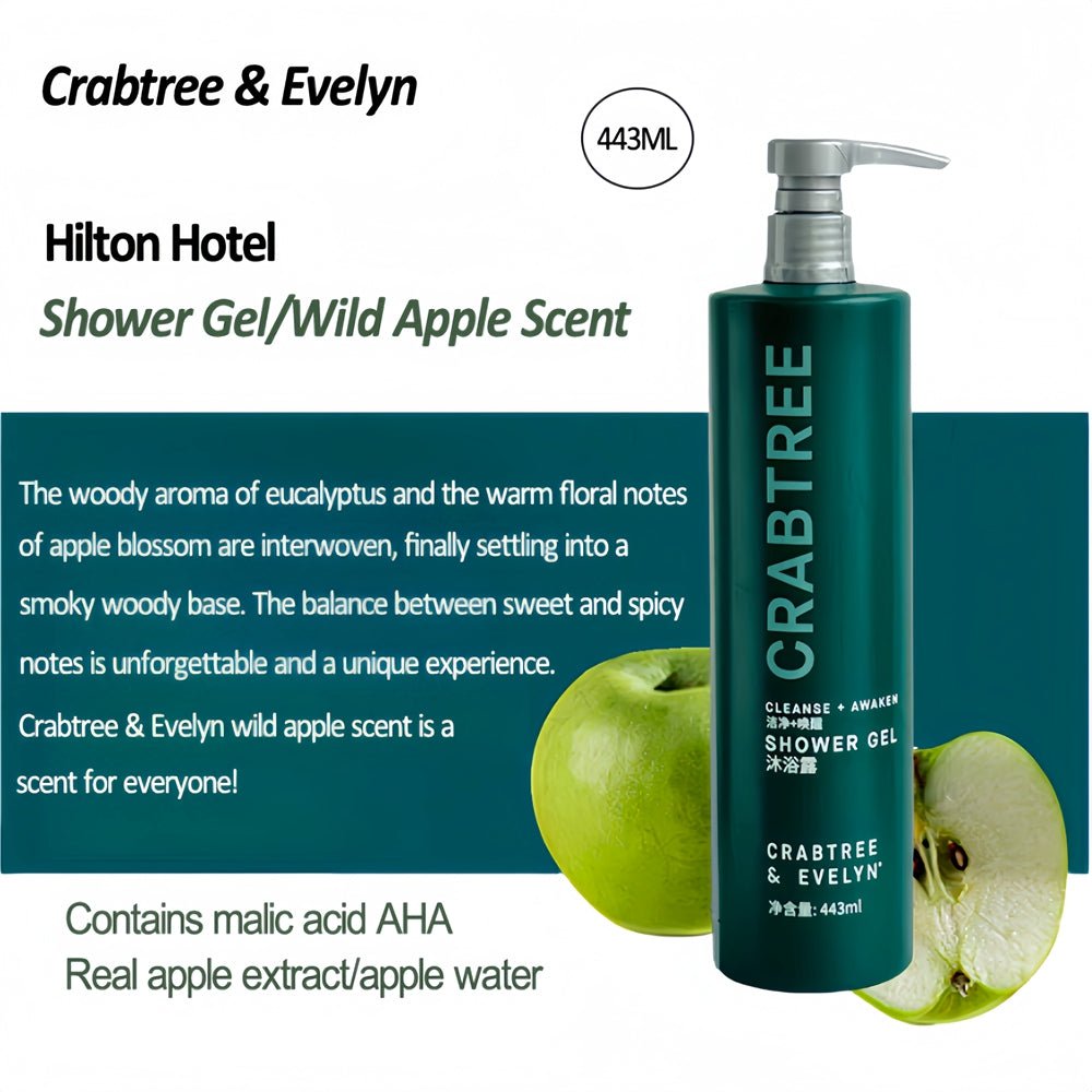 Crabtree and Evelyn body lotion, Hiltion, hotel-shampoo-conditioner