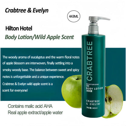 Crabtree and Evelyn body lotion, Hiltion, hotel-shampoo-conditioner